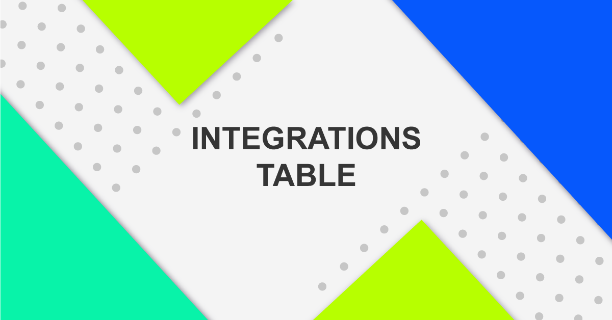 Integrations Table